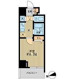 ＨＦ早稲田レジデンス 2階1Kの間取り