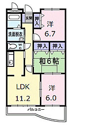 ピュアー双葉 3階3LDKの間取り