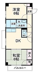 名古屋市営鶴舞線 平針駅 徒歩3分の賃貸マンション 4階2DKの間取り