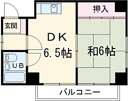 名古屋市営鶴舞線 植田駅 徒歩16分の賃貸マンション 3階1DKの間取り