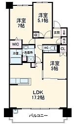 グランドメゾン安城アベニュー 6階3LDKの間取り