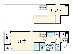 Ｌｏｆｔ15野並 2階1Kの間取り