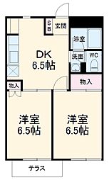 JR京浜東北・根岸線 北浦和駅 徒歩9分の賃貸アパート 2階2DKの間取り
