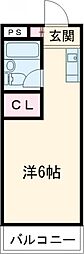 スカイコート八王子第2 2階ワンルームの間取り