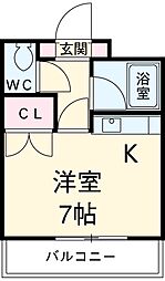 グレイスノア 3階ワンルームの間取り