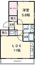 オリーブ　ガーデン 3階1LDKの間取り
