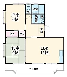 グレース磯村 2階2LDKの間取り
