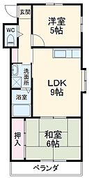名古屋市営東山線 星ヶ丘駅 徒歩30分の賃貸マンション 1階2LDKの間取り