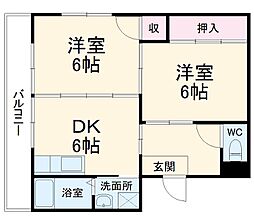 名古屋市営名城線 茶屋ヶ坂駅 徒歩20分の賃貸マンション 1階2DKの間取り