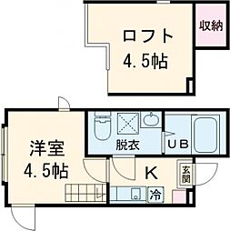 グラシア金町 2階1Kの間取り