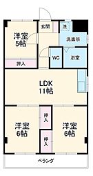 グリーンパレス清水山 1階3LDKの間取り