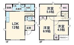 南住吉賃貸戸建 1階3LDKの間取り