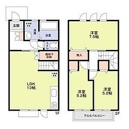 小田急小田原線 町田駅 バス18分 下根岸下車 徒歩6分の賃貸テラスハウス 1階3LDKの間取り