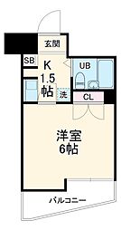 東急東横線 武蔵小杉駅 徒歩6分の賃貸マンション 5階1Kの間取り