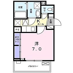 エムジーエムシックス 1Kの間取図画像