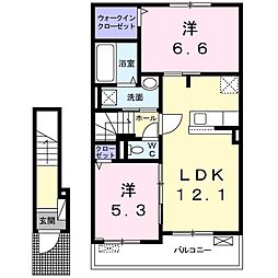 サニー　ガーデン　II 2階2LDKの間取り