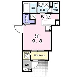 JR横浜線 成瀬駅 徒歩22分の賃貸アパート 1階1Kの間取り