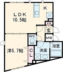 ＣＯＣＯＣＵＢＥ　ＡＫＡＢＡＮＥ 4階1LDKの間取り