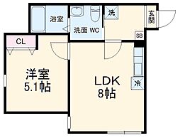 ハーミットクラブハウス桜木町ＴaＥ 1階1LDKの間取り