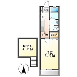 クレセントハイツＴＯＫＹＵIII 2階1Kの間取り
