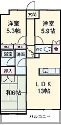 名鉄西尾線 南安城駅 徒歩10分の賃貸マンション 4階3LDKの間取り
