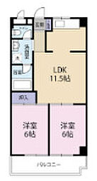 レジデンスヒロ 1階2LDKの間取り