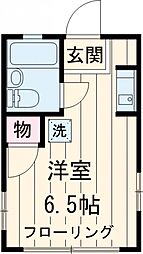 東急大井町線 大岡山駅 徒歩9分の賃貸アパート 2階ワンルームの間取り