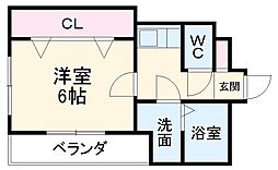 名古屋市営鶴舞線 植田駅 徒歩19分の賃貸マンション 3階1Kの間取り