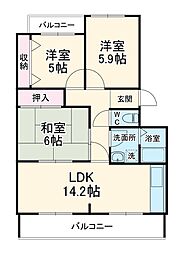 名古屋市営鶴舞線 植田駅 徒歩27分の賃貸マンション 3階3LDKの間取り