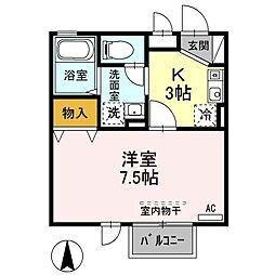 ジュネス山本 1Kの間取図画像