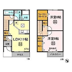 メゾネット・ボナール 1階2LDKの間取り