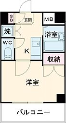 プレール中村橋 3階1Kの間取り