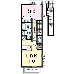 アジュール 2階1LDKの間取り