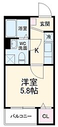 JR中央本線 大曽根駅 徒歩10分の賃貸アパート 2階1Kの間取り