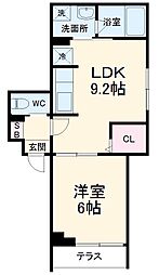 Annex Masuzen 1階1LDKの間取り