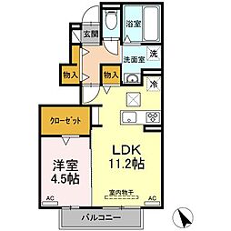 アペーゴ　A 1階1LDKの間取り