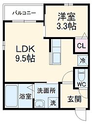 CRASTINE東味鋺3丁目 3階1LDKの間取り