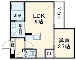 LECOCON新瀬戸 3階1LDKの間取り