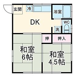 第二エンゼルコーポ 1階2DKの間取り