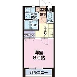 名鉄名古屋本線 富士松駅 4kmの賃貸アパート 2階1Kの間取り