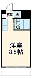 JR東海道本線 岡崎駅 徒歩21分の賃貸マンション 2階1Kの間取り