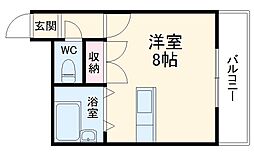 名鉄名古屋本線 堀田駅 徒歩4分の賃貸マンション 5階1Kの間取り