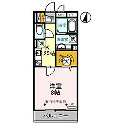 クラール獨協 1Kの間取図画像