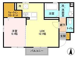 メゾン・ド・ベル 1階1LDKの間取り