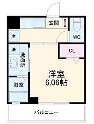 ラフィスタ元町I 3階1Kの間取り