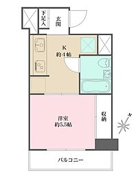 ハイライフ第2三田 1Kの間取図画像