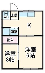 名古屋市営桜通線 鶴里駅 徒歩7分の賃貸アパート 1階2Kの間取り