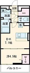 H2 2階1DKの間取り