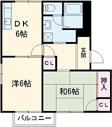 フォーレス千代田 2階2DKの間取り