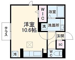 レクシオン本町　Lino 1階ワンルームの間取り